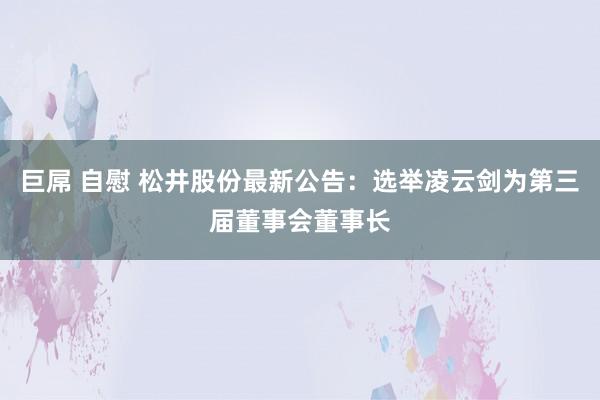 巨屌 自慰 松井股份最新公告：选举凌云剑为第三届董事会董事长