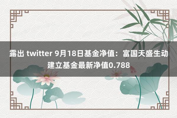 露出 twitter 9月18日基金净值：富国天盛生动建立基金最新净值0.788