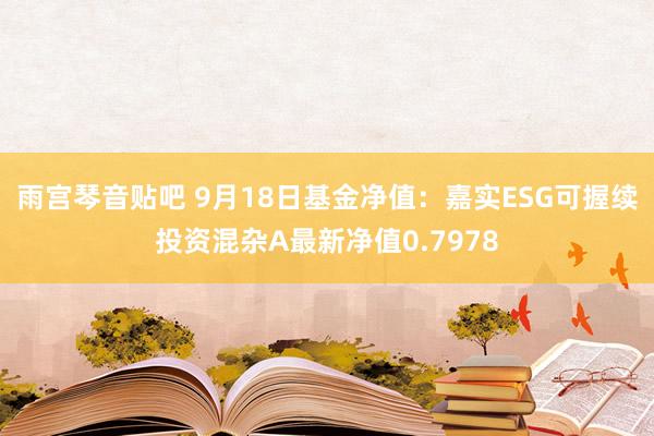 雨宫琴音贴吧 9月18日基金净值：嘉实ESG可握续投资混杂A最新净值0.7978