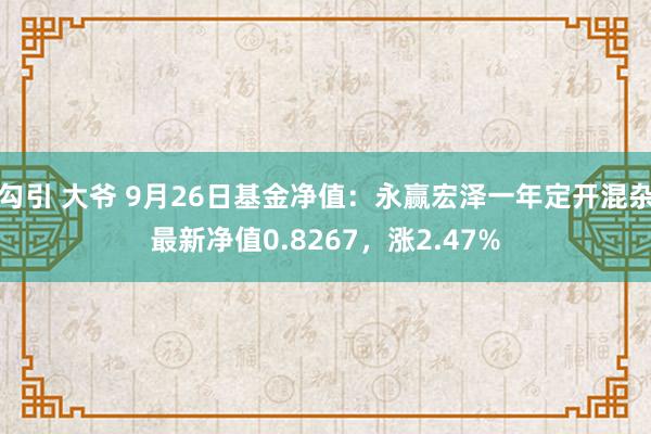 勾引 大爷 9月26日基金净值：永赢宏泽一年定开混杂最新净值0.8267，涨2.47%