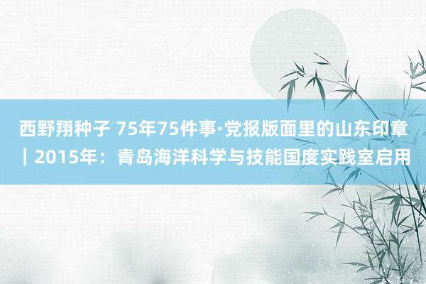 西野翔种子 75年75件事·党报版面里的山东印章｜2015年：青岛海洋科学与技能国度实践室启用