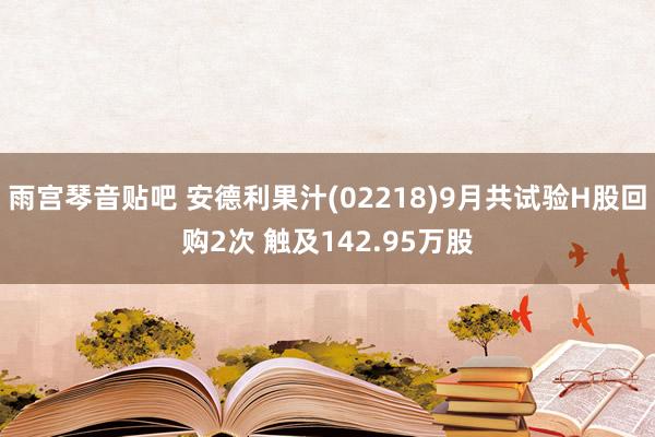 雨宫琴音贴吧 安德利果汁(02218)9月共试验H股回购2次 触及142.95万股