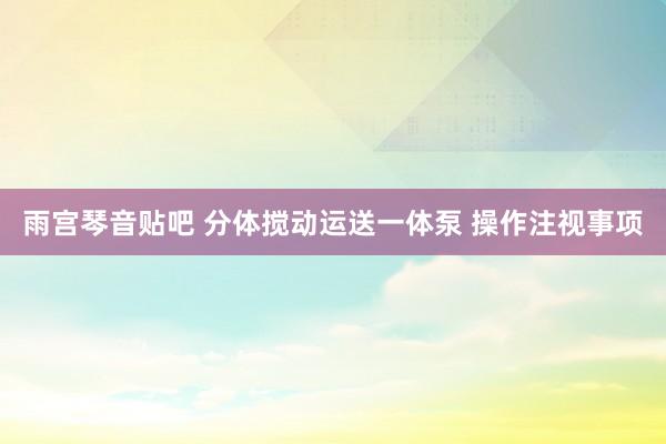 雨宫琴音贴吧 分体搅动运送一体泵 操作注视事项