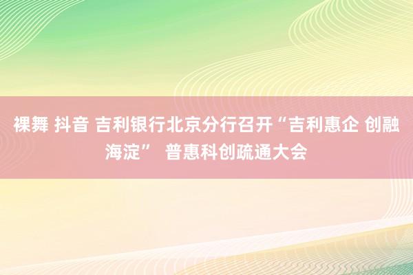 裸舞 抖音 吉利银行北京分行召开“吉利惠企 创融海淀”  普惠科创疏通大会