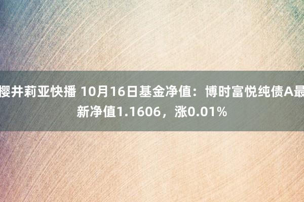 樱井莉亚快播 10月16日基金净值：博时富悦纯债A最新净值1.1606，涨0.01%