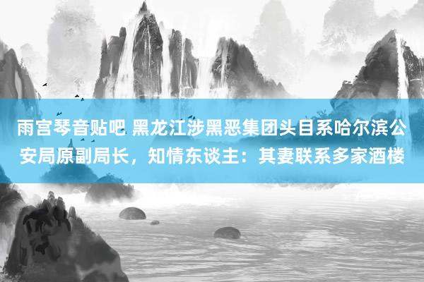 雨宫琴音贴吧 黑龙江涉黑恶集团头目系哈尔滨公安局原副局长，知情东谈主：其妻联系多家酒楼