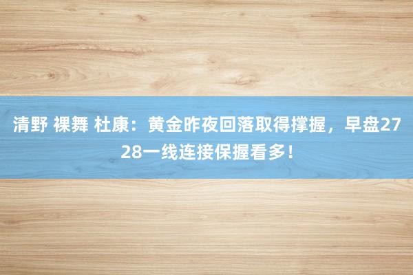 清野 裸舞 杜康：黄金昨夜回落取得撑握，早盘2728一线连接保握看多！