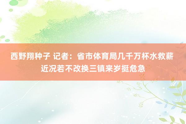 西野翔种子 记者：省市体育局几千万杯水救薪 近况若不改换三镇来岁挺危急