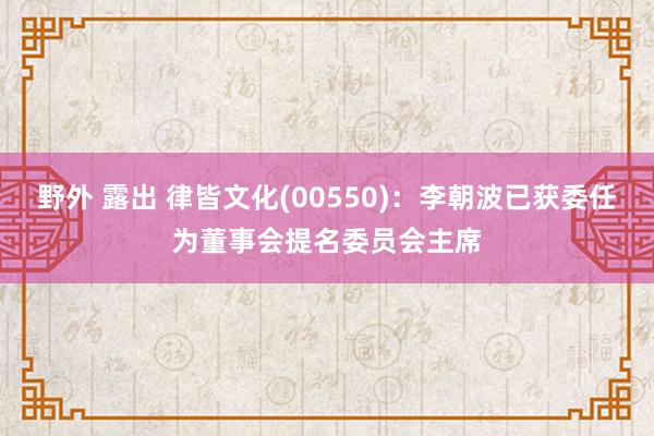 野外 露出 律皆文化(00550)：李朝波已获委任为董事会提名委员会主席