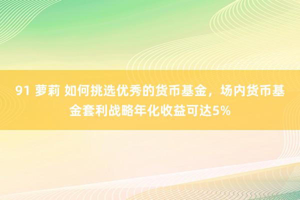 91 萝莉 如何挑选优秀的货币基金，场内货币基金套利战略年化收益可达5%