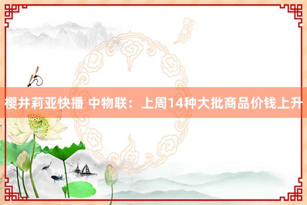 樱井莉亚快播 中物联：上周14种大批商品价钱上升