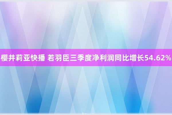 樱井莉亚快播 若羽臣三季度净利润同比增长54.62%