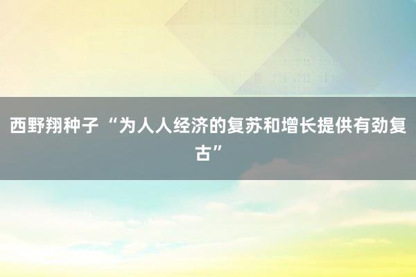 西野翔种子 “为人人经济的复苏和增长提供有劲复古”