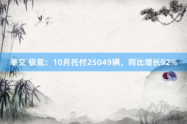 拳交 极氪：10月托付25049辆，同比增长92%