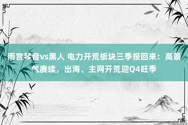 雨宫琴音vs黑人 电力开荒板块三季报回来：高景气赓续，出海、主网开荒迎Q4旺季