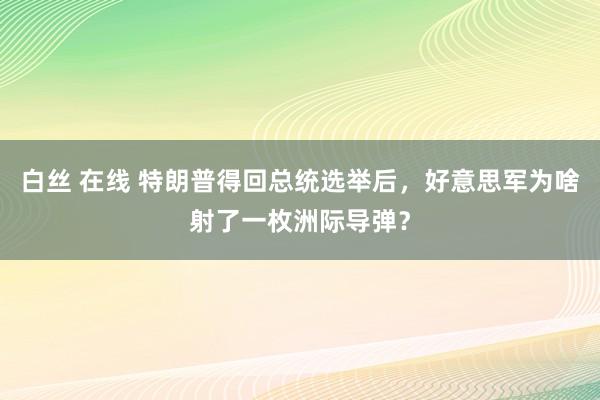 白丝 在线 特朗普得回总统选举后，好意思军为啥射了一枚洲际导弹？