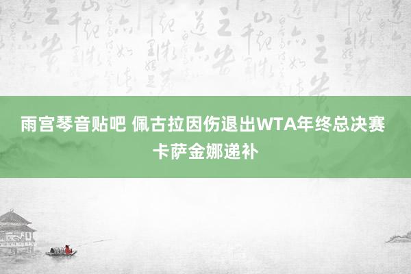 雨宫琴音贴吧 佩古拉因伤退出WTA年终总决赛 卡萨金娜递补