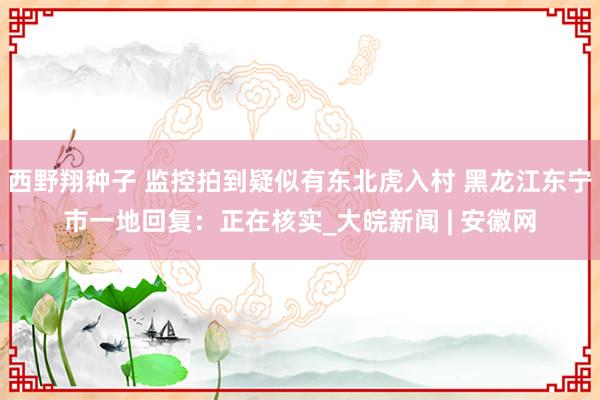 西野翔种子 监控拍到疑似有东北虎入村 黑龙江东宁市一地回复：正在核实_大皖新闻 | 安徽网