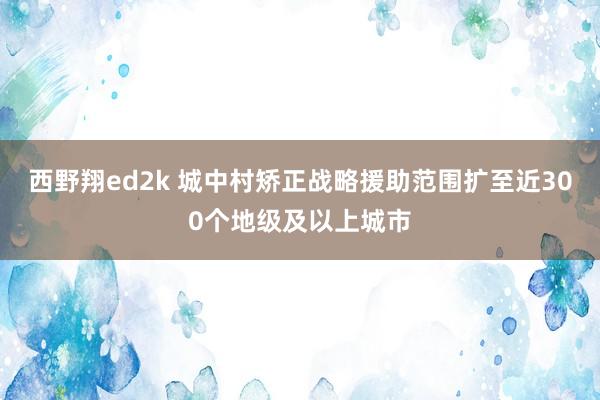 西野翔ed2k 城中村矫正战略援助范围扩至近300个地级及以上城市