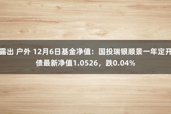 露出 户外 12月6日基金净值：国投瑞银顺景一年定开债最新净值1.0526，跌0.04%