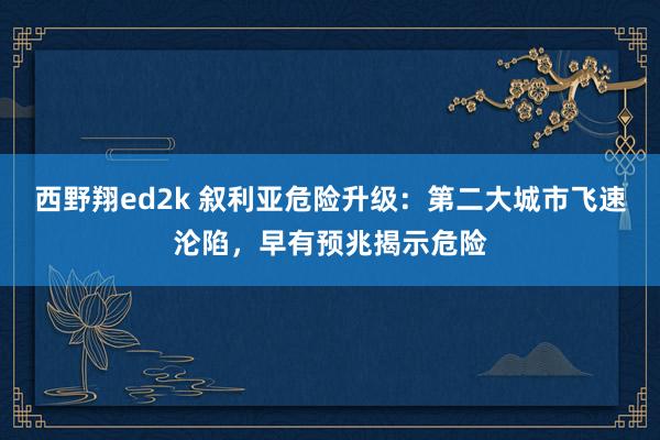 西野翔ed2k 叙利亚危险升级：第二大城市飞速沦陷，早有预兆揭示危险