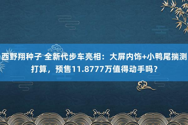 西野翔种子 全新代步车亮相：大屏内饰+小鸭尾揣测打算，预售11.8777万值得动手吗？