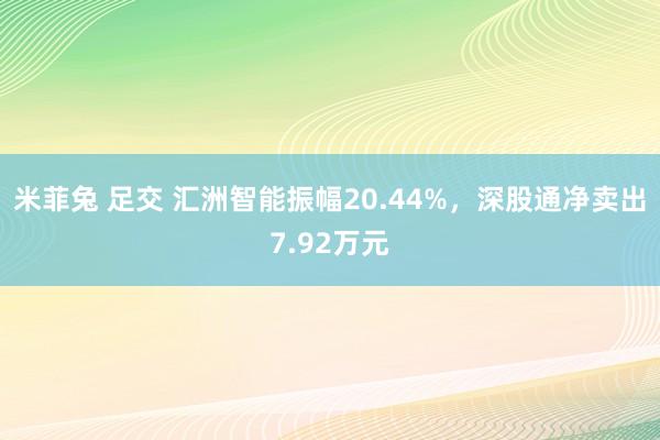 米菲兔 足交 汇洲智能振幅20.44%，深股通净卖出7.92万元