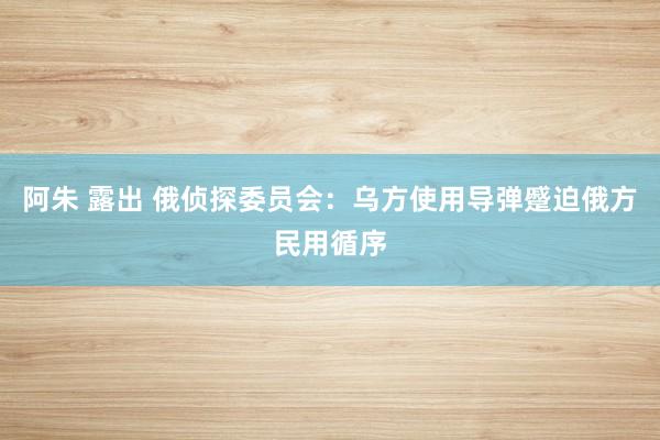 阿朱 露出 俄侦探委员会：乌方使用导弹蹙迫俄方民用循序