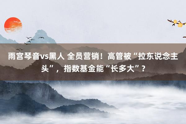 雨宫琴音vs黑人 全员营销！高管被“拉东说念主头”，指数基金能“长多大”？