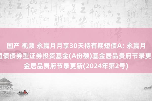 国产 视频 永赢月月享30天持有期短债A: 永赢月月享30天持有期短债债券型证券投资基金(A份额)基金居品贵府节录更新(2024年第2号)