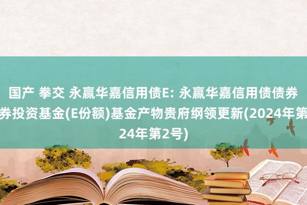 国产 拳交 永赢华嘉信用债E: 永赢华嘉信用债债券型证券投资基金(E份额)基金产物贵府纲领更新(2024年第2号)