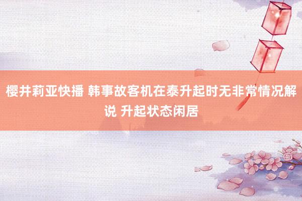 樱井莉亚快播 韩事故客机在泰升起时无非常情况解说 升起状态闲居