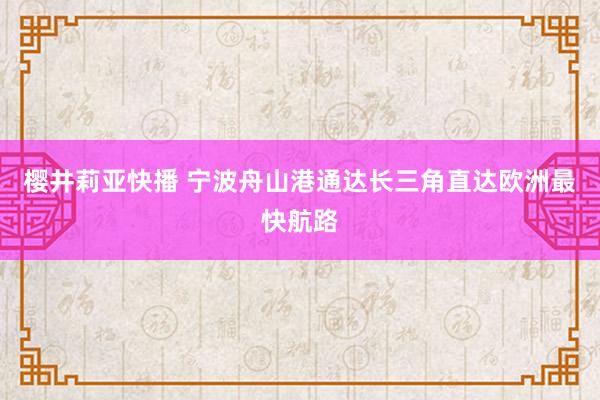 樱井莉亚快播 宁波舟山港通达长三角直达欧洲最快航路