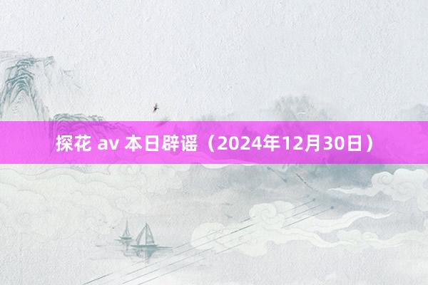 探花 av 本日辟谣（2024年12月30日）