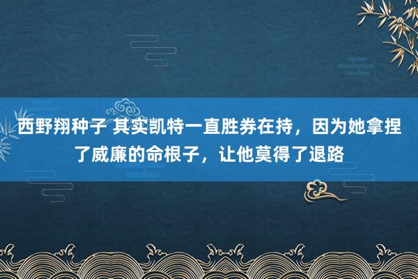 西野翔种子 其实凯特一直胜券在持，因为她拿捏了威廉的命根子，让他莫得了退路