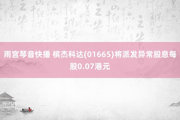 雨宫琴音快播 槟杰科达(01665)将派发异常股息每股0.07港元