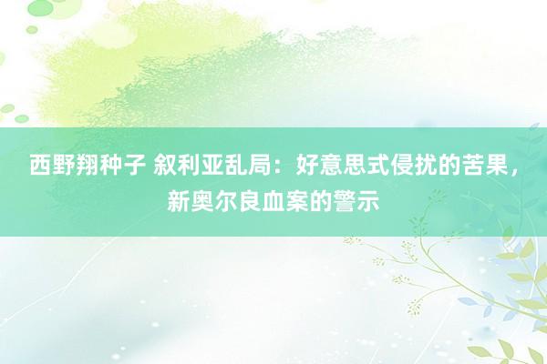 西野翔种子 叙利亚乱局：好意思式侵扰的苦果，新奥尔良血案的警示