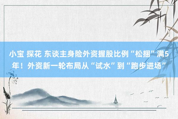 小宝 探花 东谈主身险外资握股比例“松捆”满5年！外资新一轮布局从“试水”到“跑步进场”