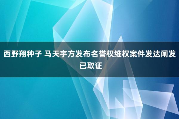 西野翔种子 马天宇方发布名誉权维权案件发达阐发 已取证