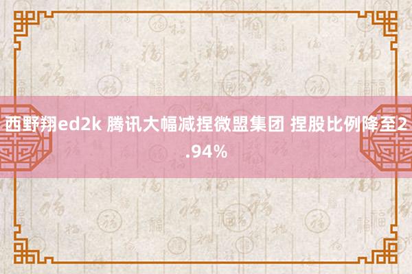 西野翔ed2k 腾讯大幅减捏微盟集团 捏股比例降至2.94%